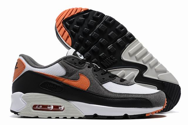 Nike Air Max 90 Black Grey White Orange Men's Shoes-24